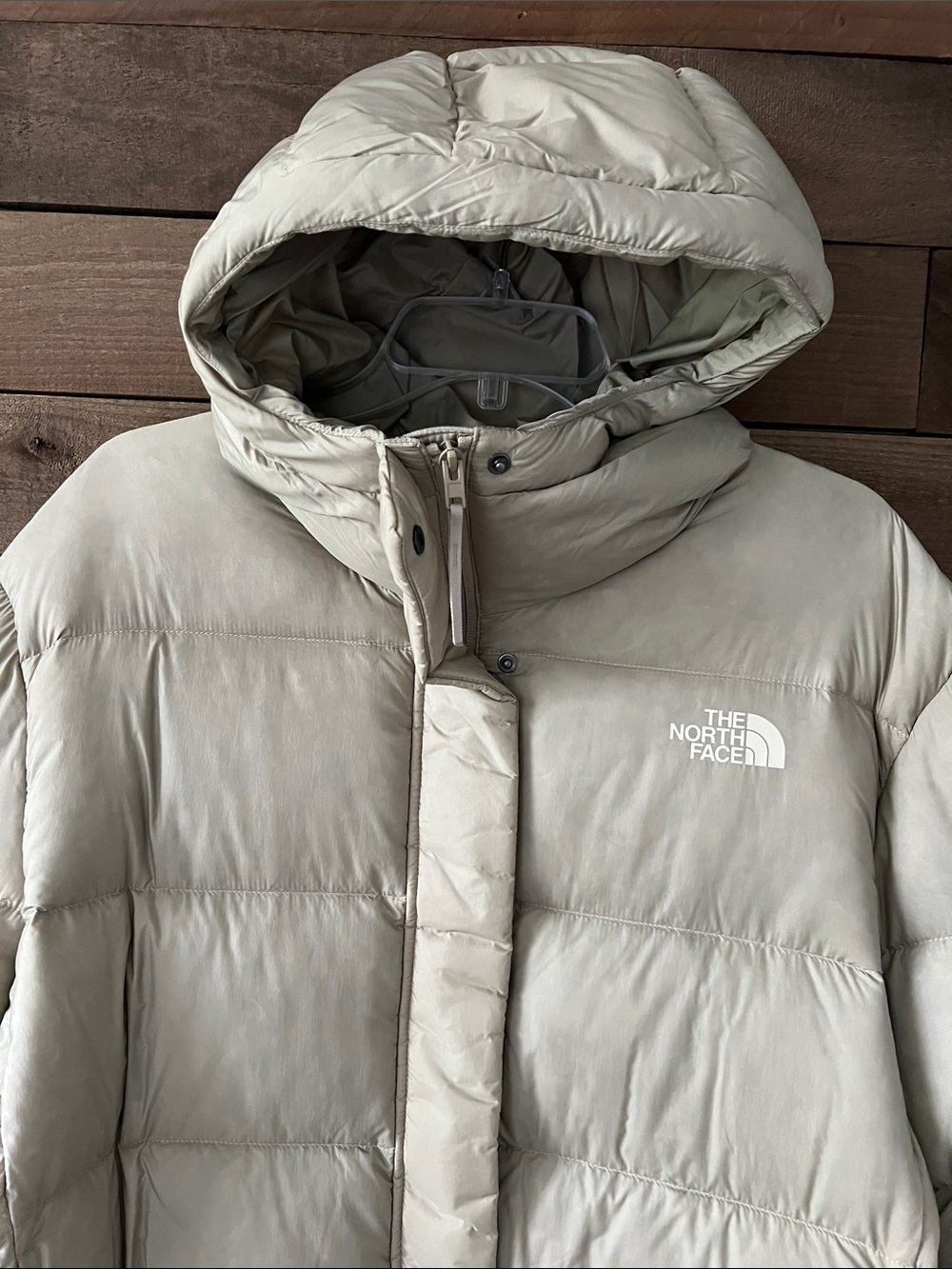 NWT North Face Women's CSPK Hooded Down Puffer Insulated Jacket in Flax Sz Large - Picture 2 of 8
